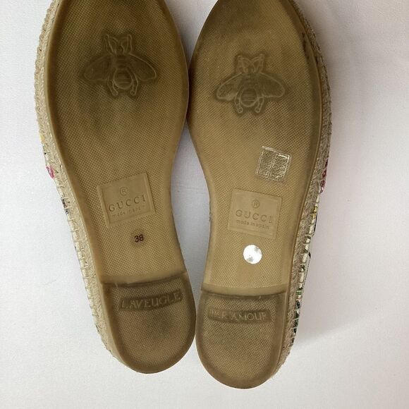 Gucci Flora Neon Trim Espadrilles White multicolor Fuxia Size EU 38 - Picture 11 of 15